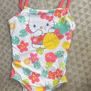 Hello Kitty Kids Swim One Piece - White and Pink with Yellow Accents